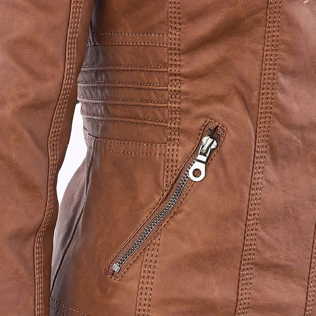 Elora | Chic Hooded Leather Jacket