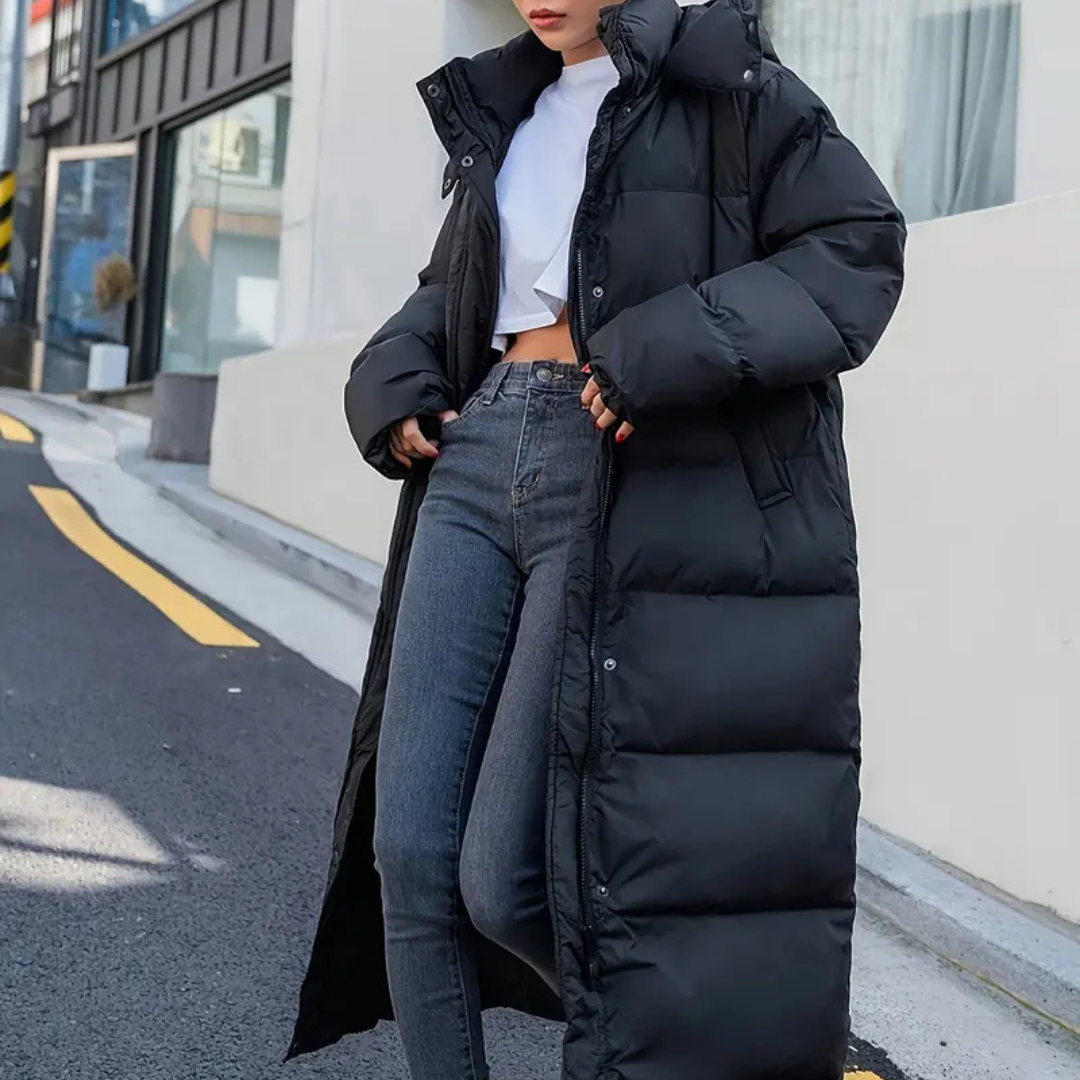 Long Quilted Women's Jacket | High Collar