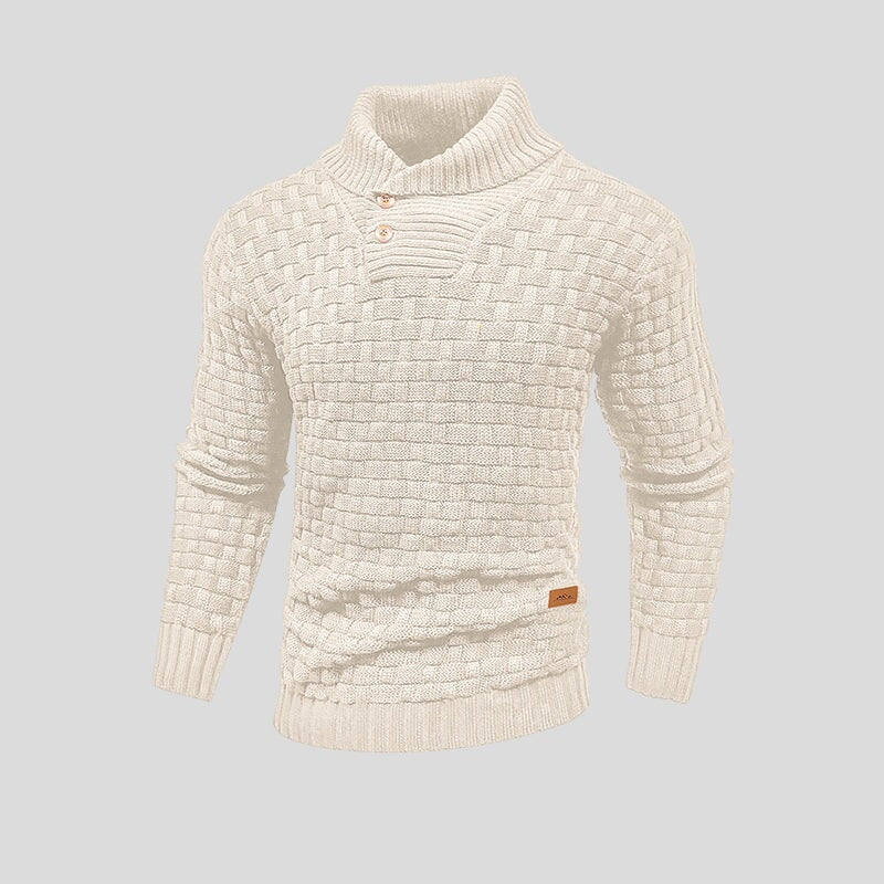 ALGONQUIN | BUTTON NECK KNIT SWEATER